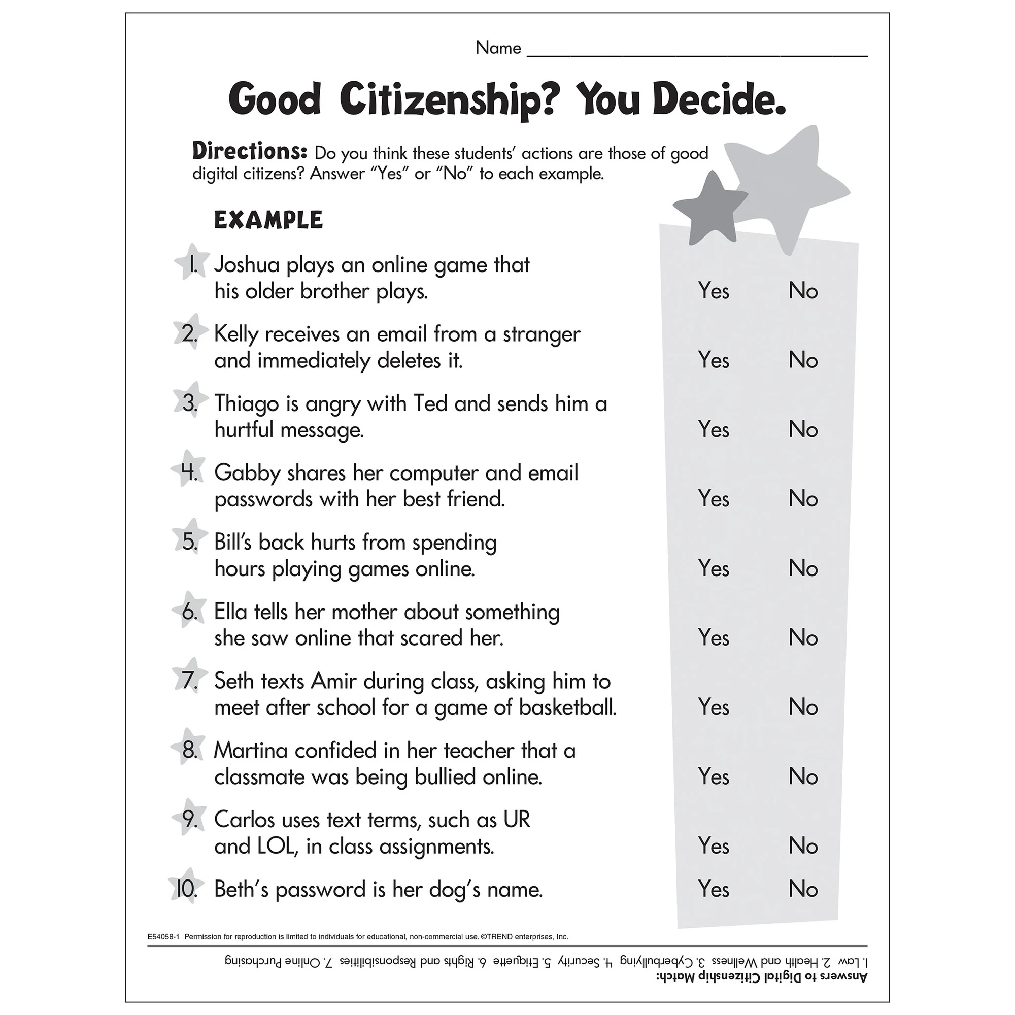Second grade worksheet illustrating good citizenship examples like voting and community service