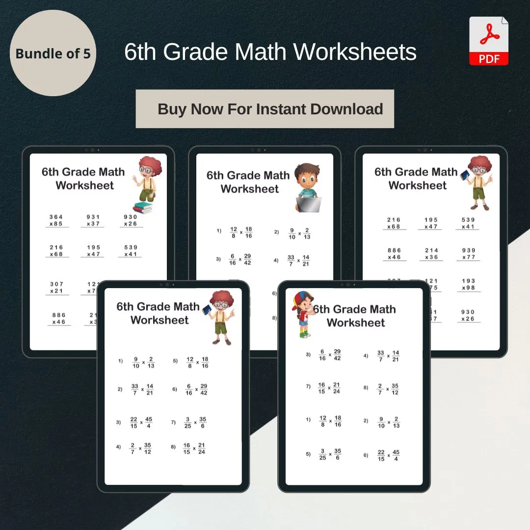 Math Review Part 1 Grade 4 Integers and Rational Numbers Assessment 13 Fourth grade math review worksheet focused on multi-digit multiplication and division practice