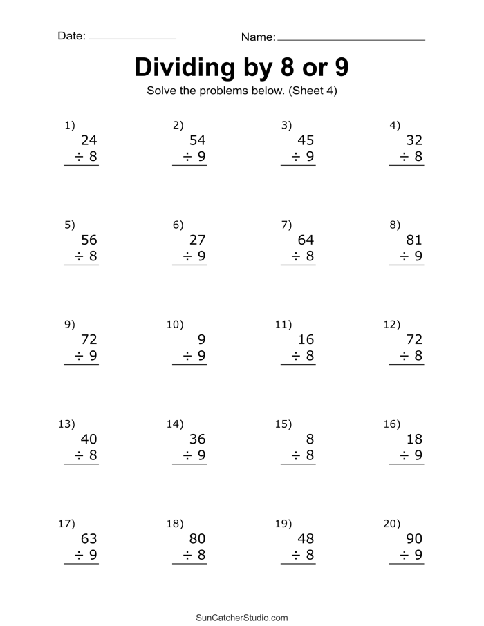 Math Review Part 1 Grade 4 Worksheet Integers and Rational Numbers Exercise 22 Fourth grade math worksheet featuring practice problems for multi-digit multiplication and division as part of a review assessment