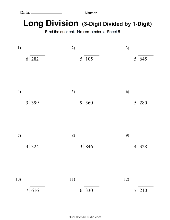 Math Review Part 1 Grade 4 Integers and Rational Numbers Worksheet Page 8 Fourth grade student completing a math review worksheet focused on multiplication and division problems