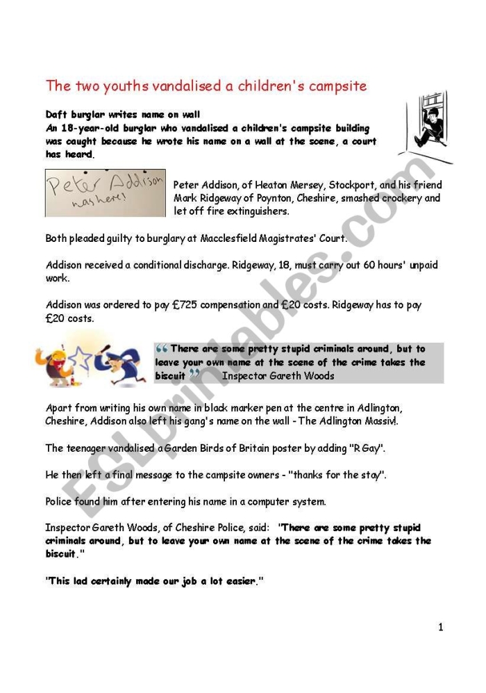 Catch the Crook Grammar Logic Puzzle for Elementary Students Fifth grade students use grammar and mechanics skills to identify the culprit in this logic puzzle worksheet activity