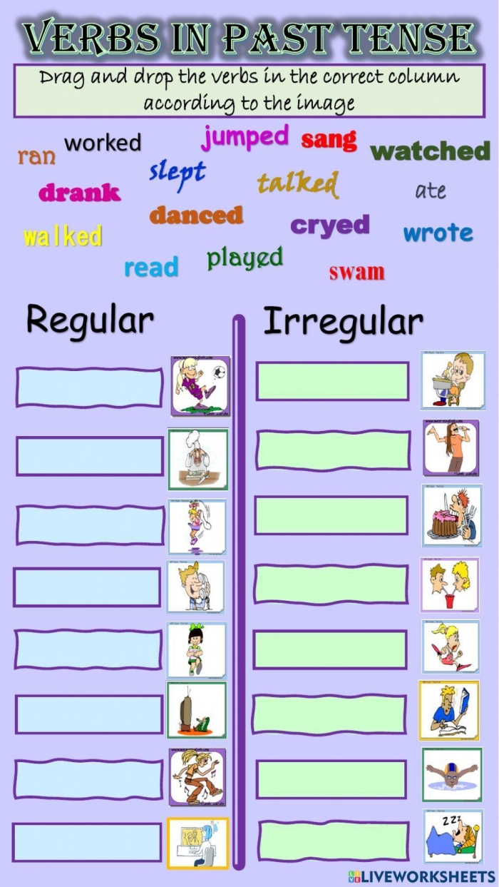 Grammar Time: Irregular Verbs Worksheet for Second Grade - Image 11 Worksheet for second graders on irregular verbs featuring fill-in-the-blank exercises