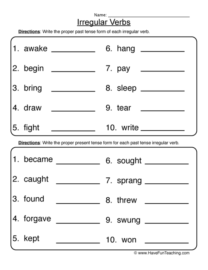 Grammar Time: Irregular Verbs Worksheet for Grade 2, Image 18 Fill-in-the-blank worksheet for second graders on irregular verbs like to be, to do, and to have