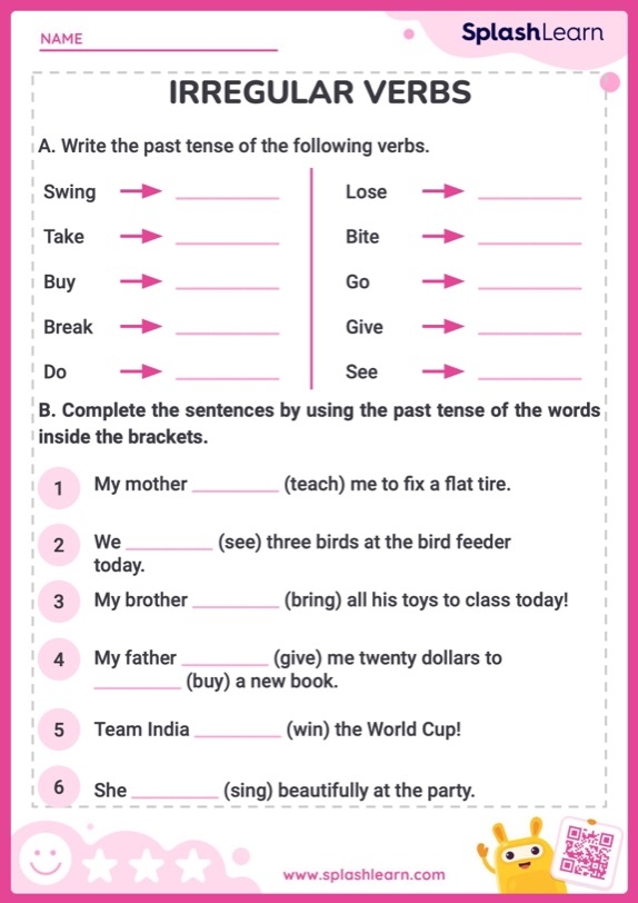 Grammar Time: Irregular Verbs Worksheet for Second Grade, Image 25 Fill-in-the-blank worksheet for second graders focusing on irregular verbs like to be, to do, and to have
