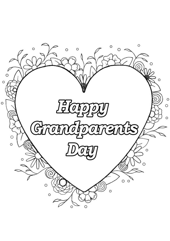Kindergarten worksheet featuring a Grandparents Day coloring activity for Earth and Space Science students