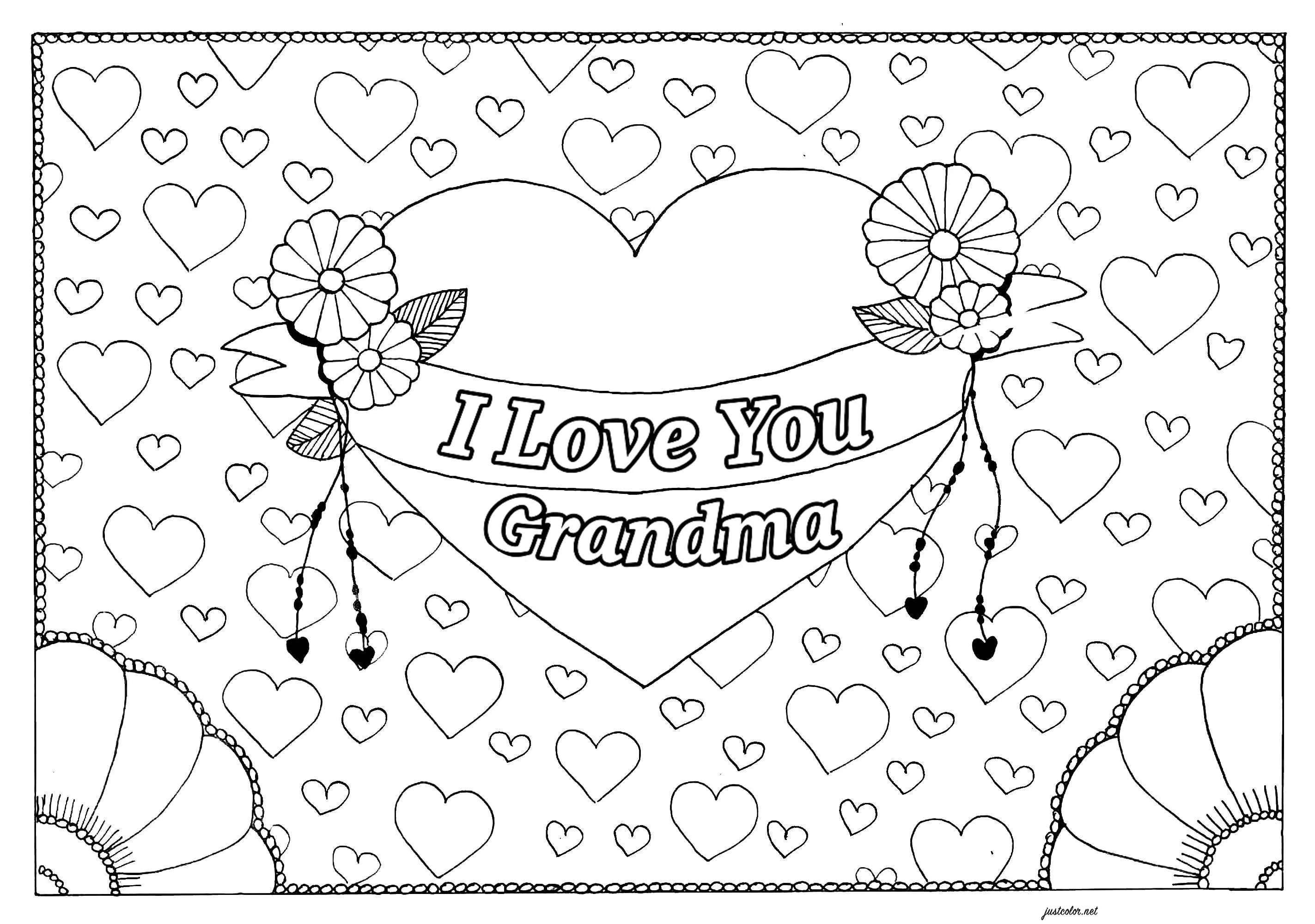 Grandparents Day coloring worksheet featuring fun illustrations for Kindergarten students