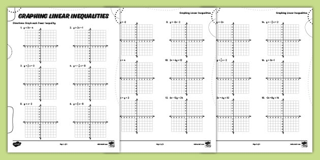 Hands-on matching activity worksheet for graphing inequalities with number lines