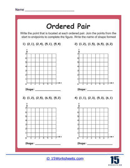Graphing Ordered Pairs worksheet showing a grid with points plotted on both negative and positive axes