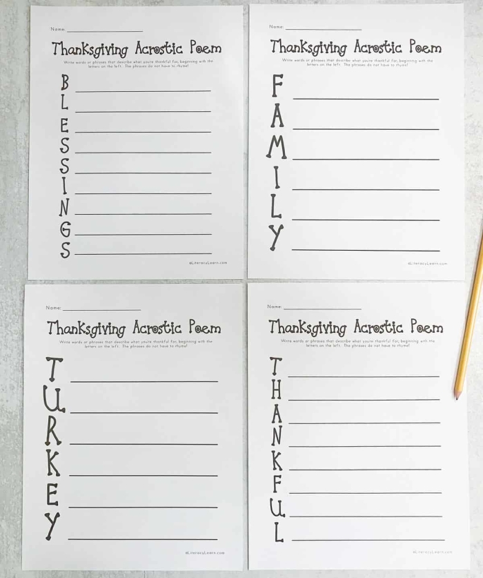 Third Grade Gratitude Acrostic Poem Worksheet 18 A student filling out a Write A Gratitude Acrostic Poem worksheet for third grade
