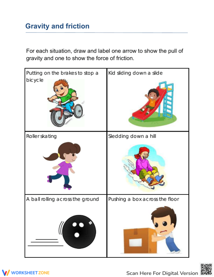 Fourth grade science worksheet introducing gravity concepts and definitions for students