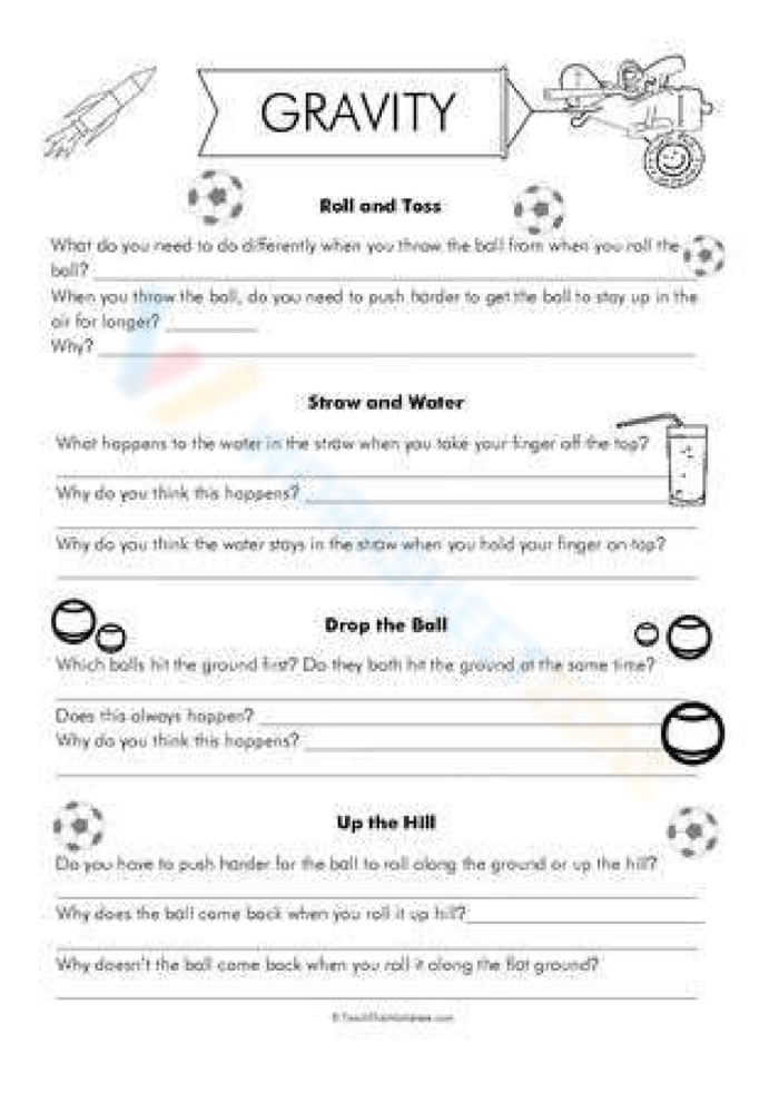 Gravity Definition For Kids worksheet for Fourth Grade