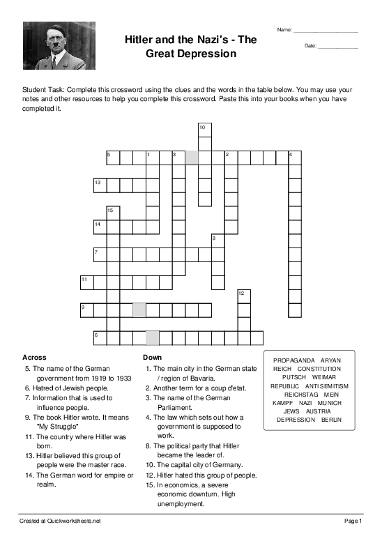 Great Depression worksheet designed for fifth-grade students to enhance comprehension skills