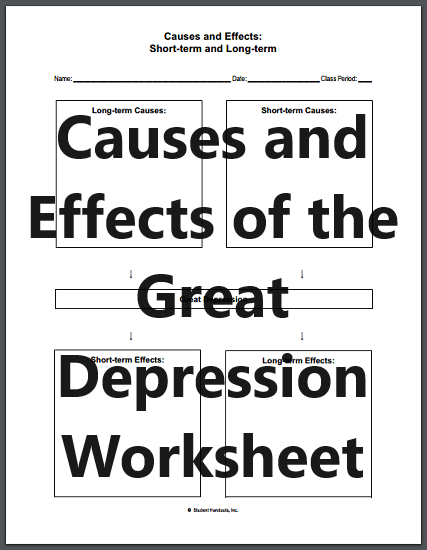 Great Depression worksheet for fifth graders to enhance reading comprehension skills