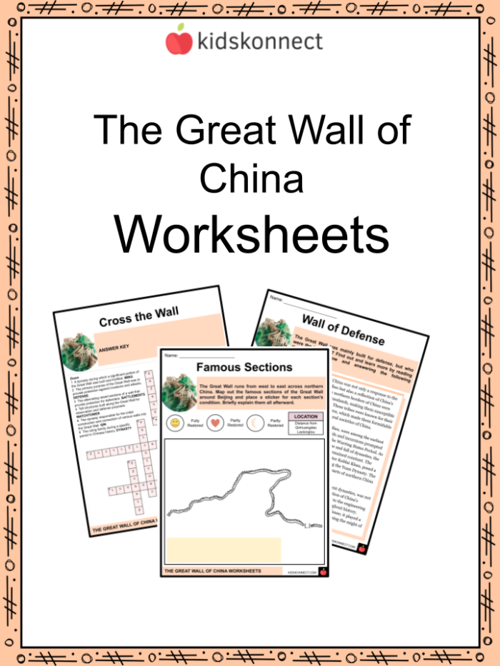 Great Wall of China educational worksheet for fourth graders focusing on fractions