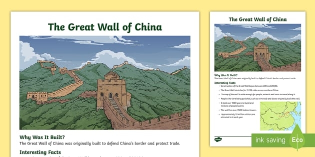 Great Wall of China worksheet for fourth graders focusing on fractions