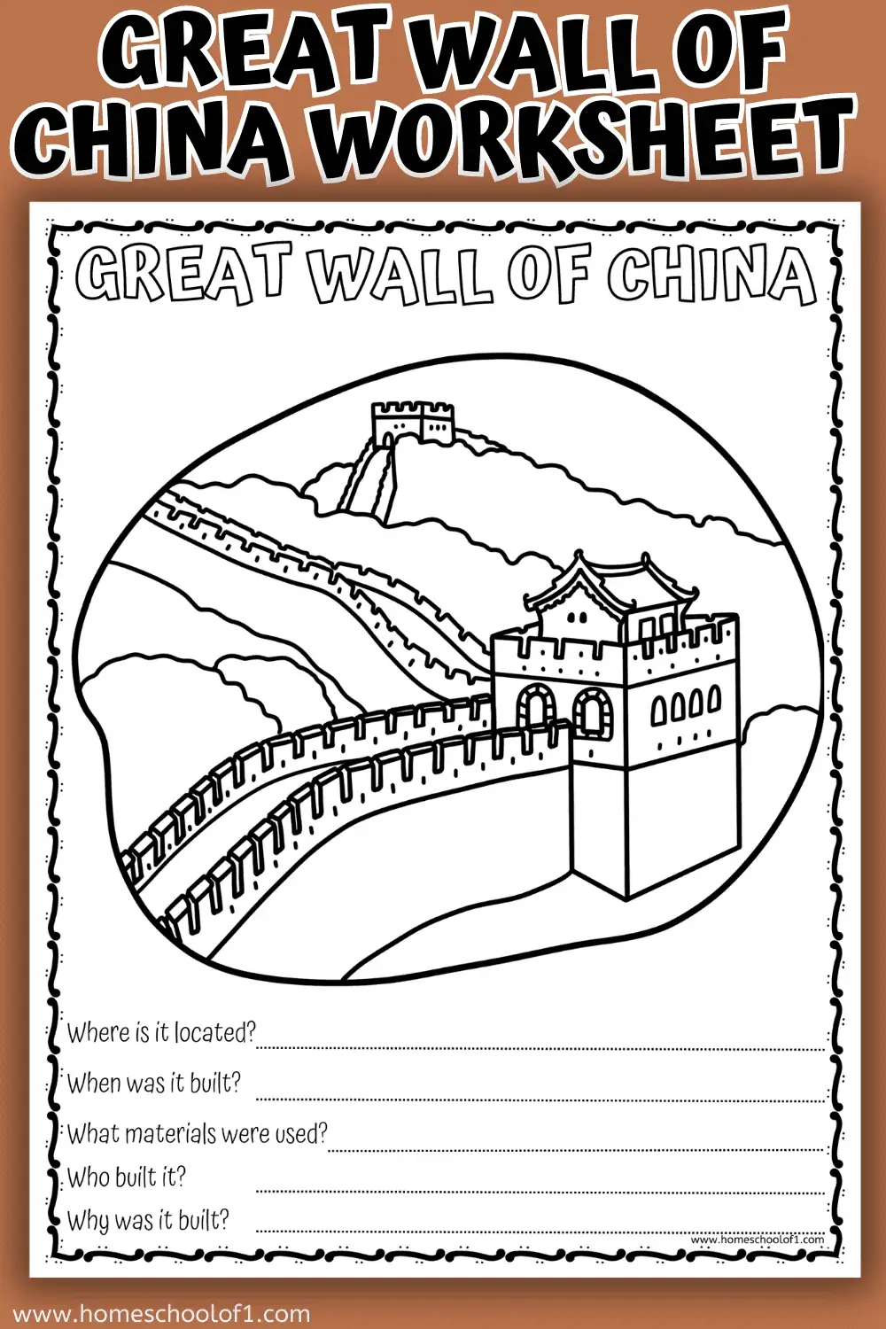 Great Wall of China worksheet featuring engaging fraction exercises for fourth graders