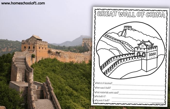 Great Wall of China worksheet for fourth graders focusing on fractions
