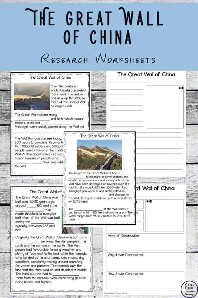 Great Wall of China worksheet for fourth graders focusing on fractions