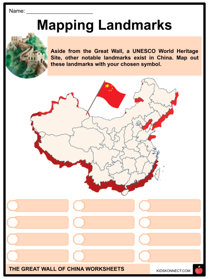 Great Wall of China worksheet for fourth graders focusing on fractions