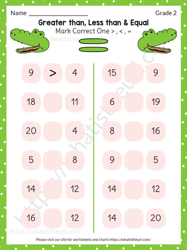 Greater Than Less Than Symbols Math Worksheet for Second Grade Second grade math worksheet featuring two-digit addition problems and comparison symbols