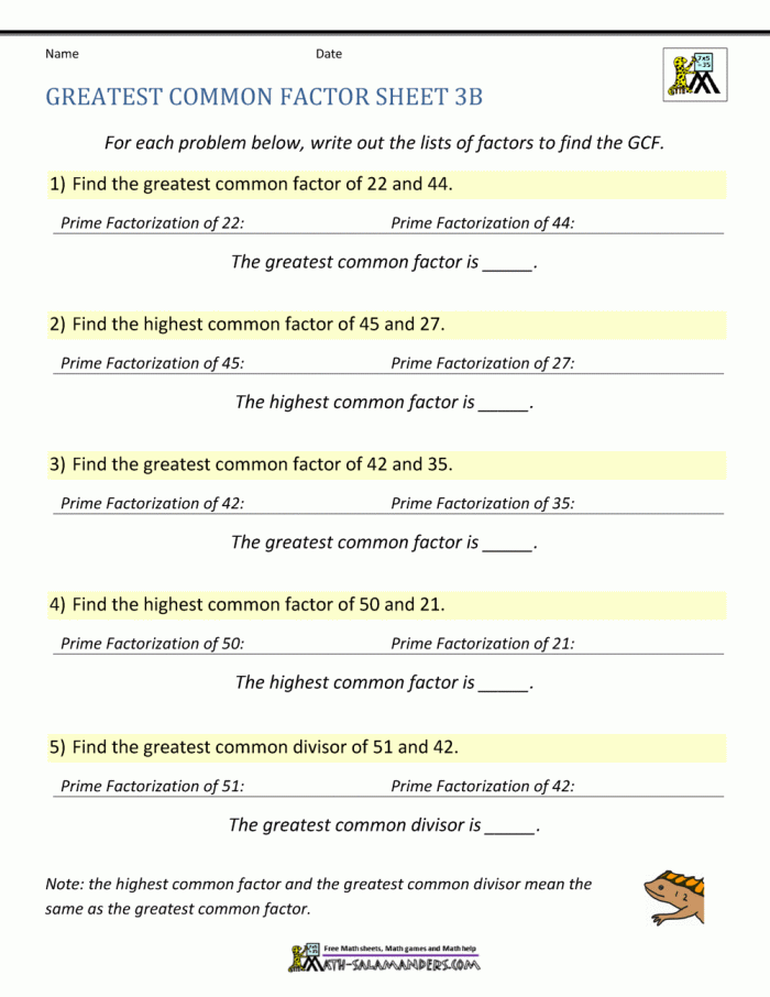 Become a GCF expert with this engaging sixth-grade math worksheet Worksheet for practicing finding the greatest common factor of numbers up to 100