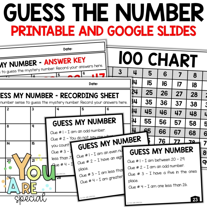 Guess My Number Math Riddle Worksheet for Elementary Students Fourth grade students solving a number guessing riddle by reading clues and identifying mystery numbers