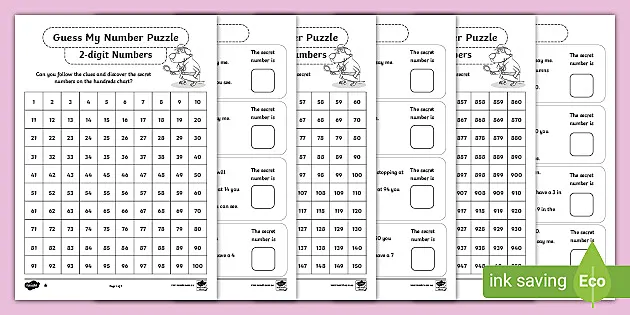 Guess My Number Math Worksheet Twenty Four Fourth grade students solving a fun number sense riddle on a Guess My Number worksheet