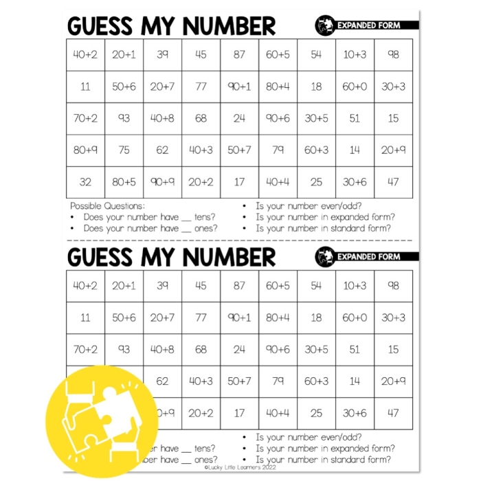 Guess My Number Math Riddle Activity for Elementary Students Fourth grade students solving a number-guessing math riddle worksheet with clues to find the mystery number