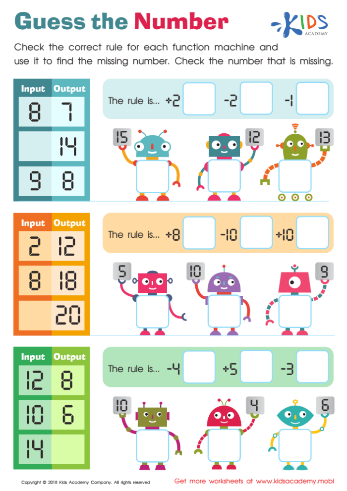 Guess My Number Math Challenge Worksheet Four Fourth grade students solving a Guess My Number math riddle worksheet