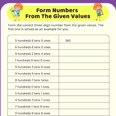 Guess My Number worksheet 17 for fourth grade grammar and mechanics practice Fourth grade math worksheet featuring a Guess My Number riddle exercise for building number sense