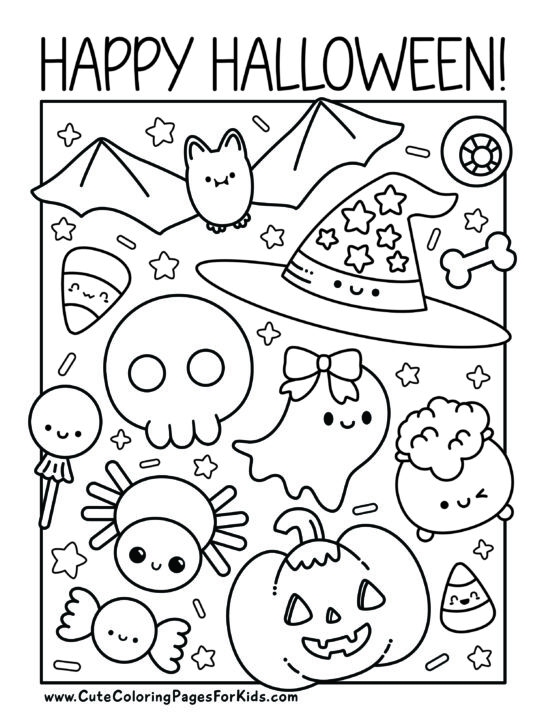 Kindergarten student coloring a princess and ninja in a Halloween pumpkin patch worksheet 23