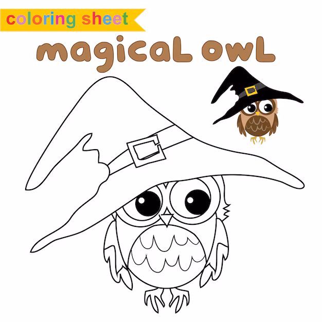 A printable worksheet featuring cute owls for Pre-K students to color for Halloween