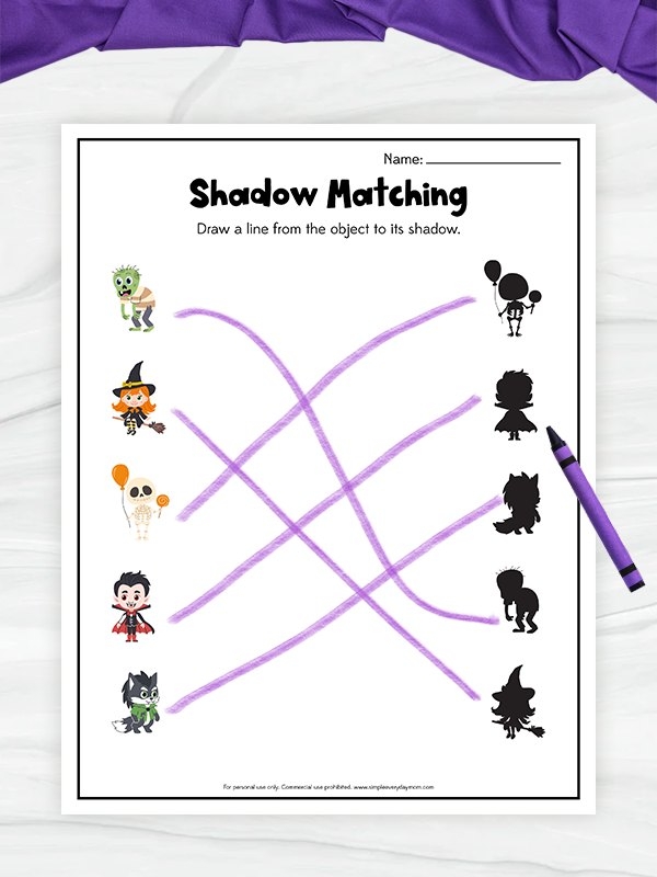 Halloween shadow puppets worksheet for kindergarten fun and creativity