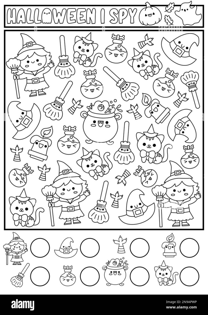 Halloween witch decoration worksheet for cutting and pasting activities