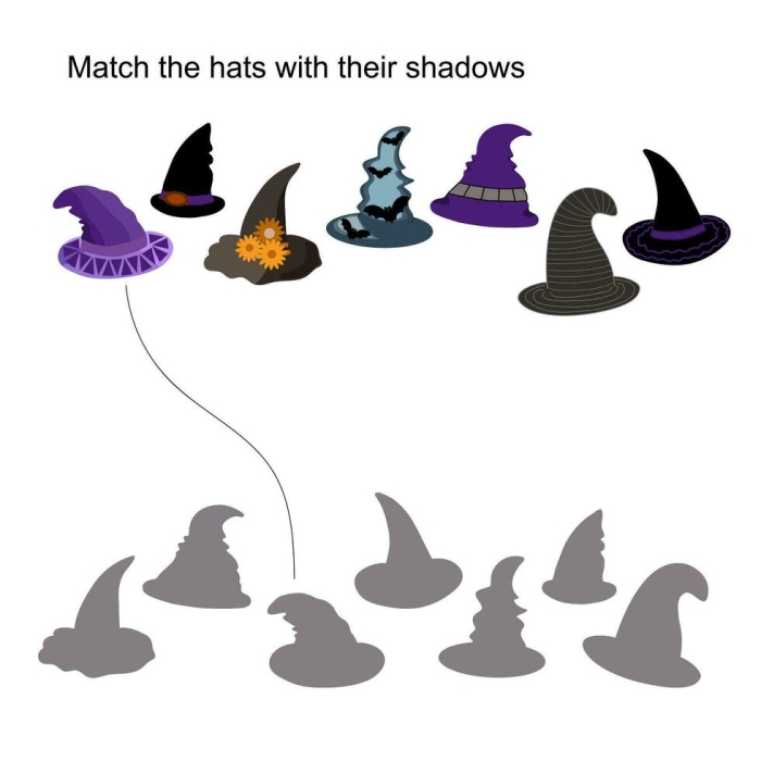 Halloween witch worksheet for kindergarten students to cut and paste decorations