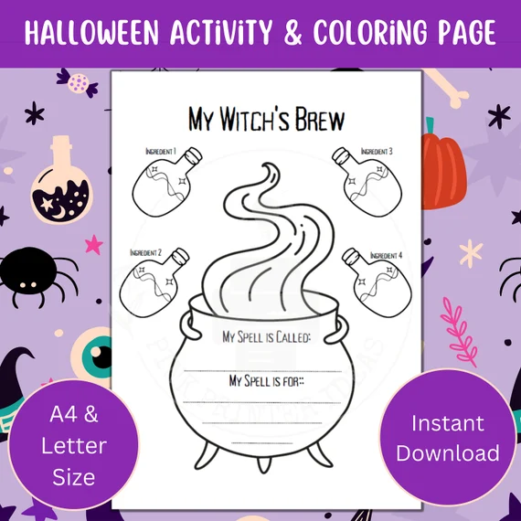 Kindergarten student cutting and pasting a fun Halloween witch craft activity