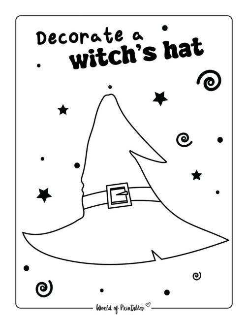 Kindergarten student cut and paste activity featuring a customizable Halloween witch decoration