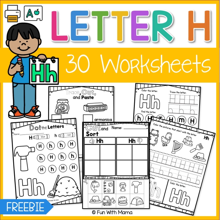 Interactive Letter H activity sheet for early learners in Pre-K and Kindergarten Worksheet featuring hands-on activities for preschoolers to identify words starting with the letter H