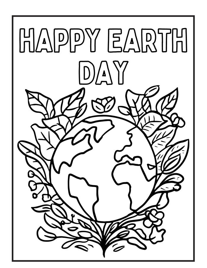 Addition worksheet for Kindergarten Happy Earth Day coloring page for kindergarten students featuring a drawing of Earth and a writing prompt. Worksheet image for addition practice celebrating Earth Day.