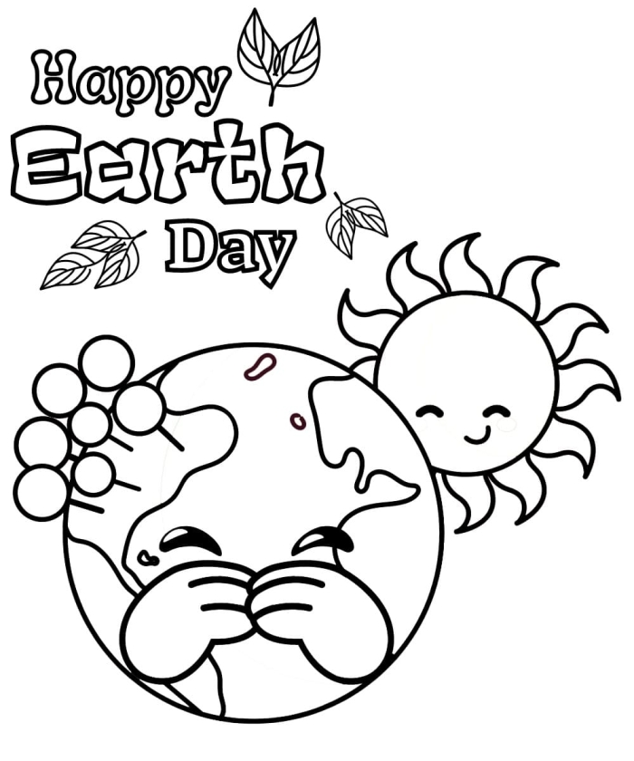 Happy Earth Day! Coloring page and writing prompt for kindergarten addition activities Coloring page worksheet for Earth Day featuring a drawing of Earth for kids to color and write on