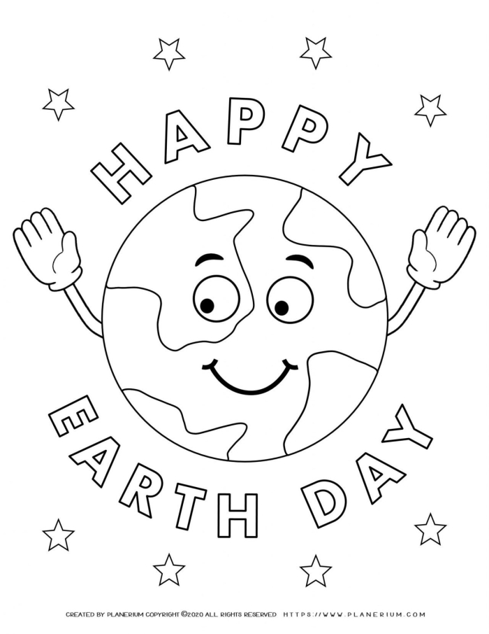 Happy Earth Day! Coloring Page worksheet for Kindergarten Addition activities Coloring page for Earth Day featuring a drawing of Earth and a writing prompt for kids