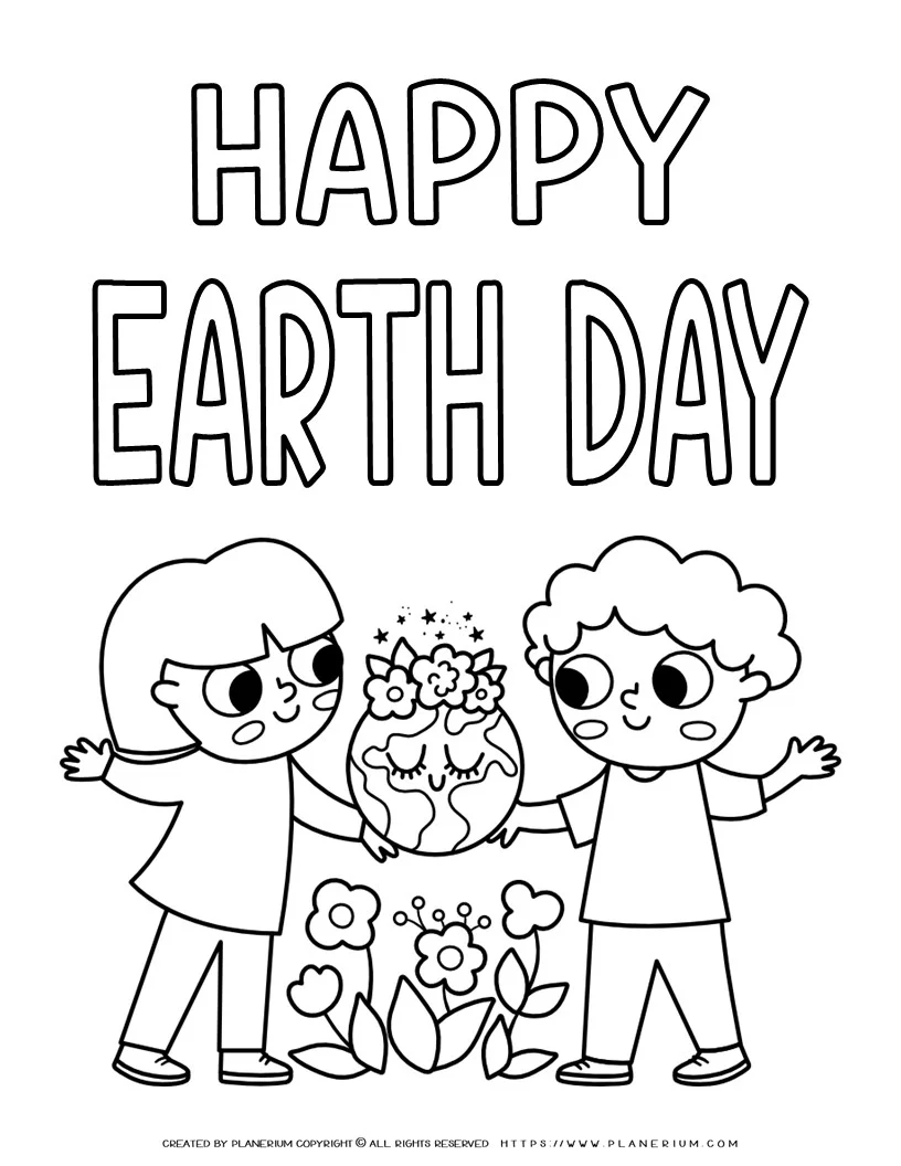 Addition worksheet for Kindergarten Happy Earth Day coloring page for kindergarten students featuring a drawing of Earth to color and a writing prompt. Earth Day worksheet for addition practice in a fun and engaging way for young learners.