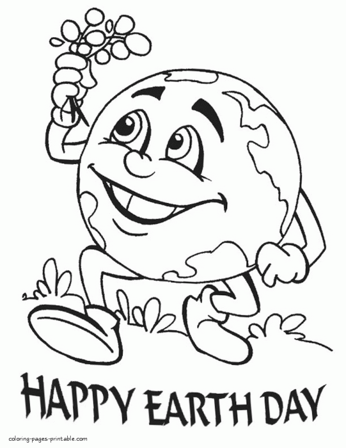 Happy Earth Day! Coloring Page worksheet for addition practice in Kindergarten Coloring page for Kindergarten featuring Earth Day, encouraging kids to color and write about helping the planet