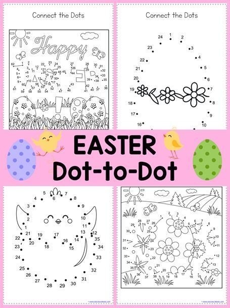 Colorful Easter-themed counting activity for young learners to complete the picture Happy Easter Dot-to-Dot worksheet for kindergarten students featuring an Easter basket surprise