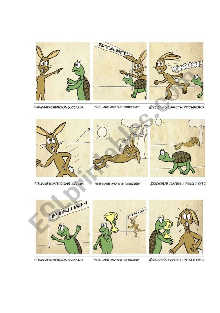 History worksheet for Kindergarten A colorful worksheet featuring the characters from Aesop's fable, The Hare and the Tortoise, designed for kindergarten students. Engaging activity sheet for teaching the moral of the classic race between a slow tortoise and a speedy hare.