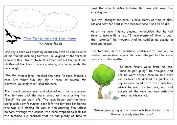 Colorful puppets for The Hare and the Tortoise worksheet activity