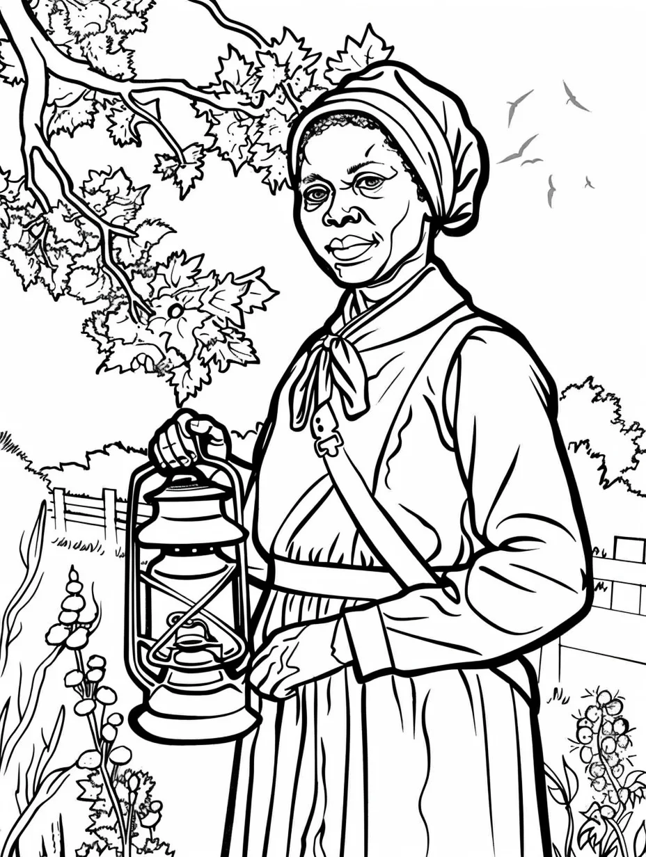 Engaging illustration of Harriet Tubman for educational coloring fun Harriet Tubman coloring page worksheet for second graders to learn U.S. history