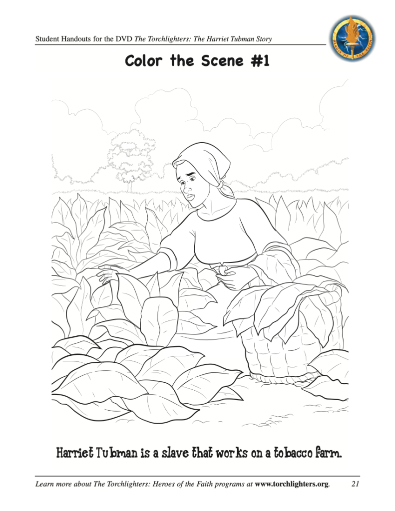Coloring page featuring Harriet Tubman, a key figure in the Abolitionist movement Harriet Tubman coloring page worksheet for second graders to learn U.S. history
