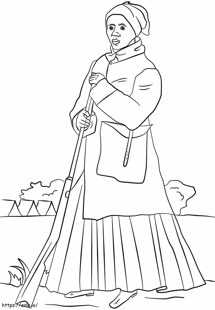 Engaging illustration of Harriet Tubman for educational coloring activities Harriet Tubman coloring page worksheet for second graders learning U.S. history