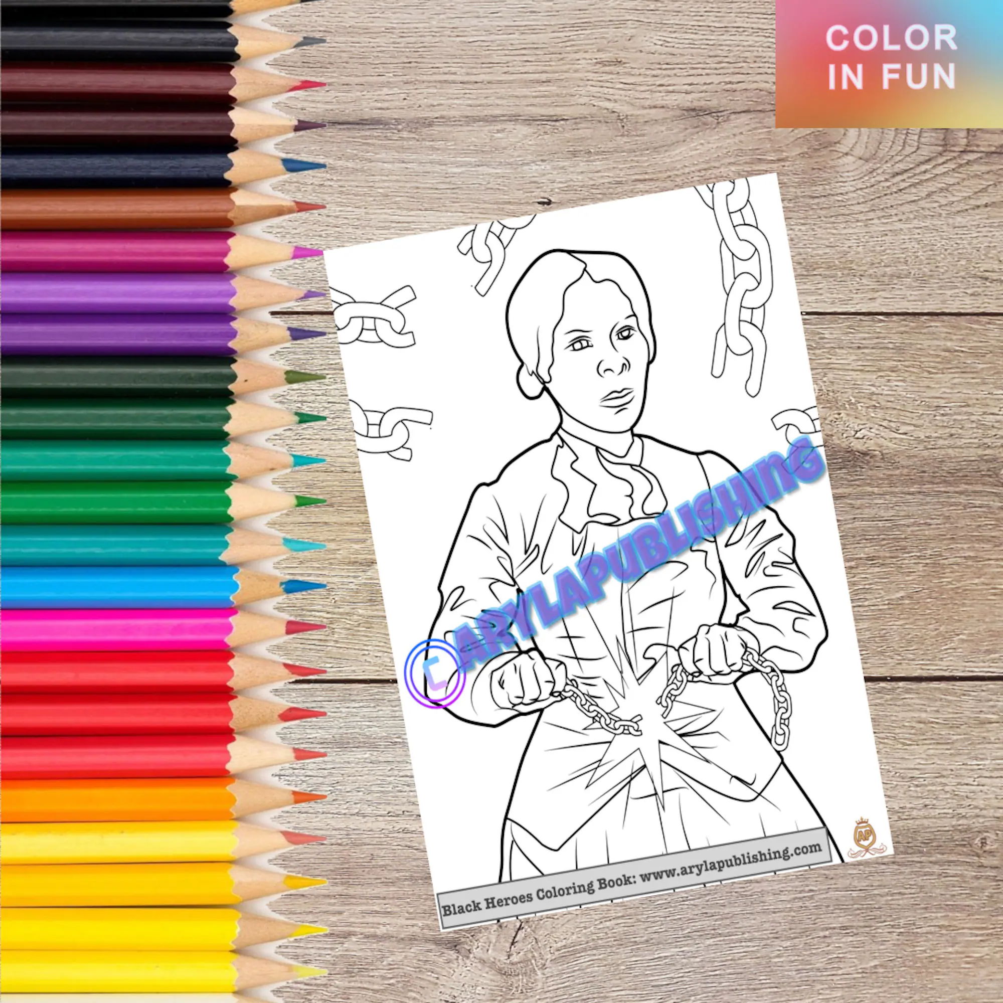 Coloring activity featuring Harriet Tubman, an iconic figure from the Abolitionist era Harriet Tubman coloring page worksheet for second graders learning U.S. history
